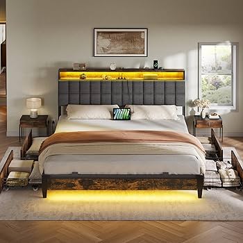 Amazon.com: YITAHOME Queen Size Bed Frame with RGB LED